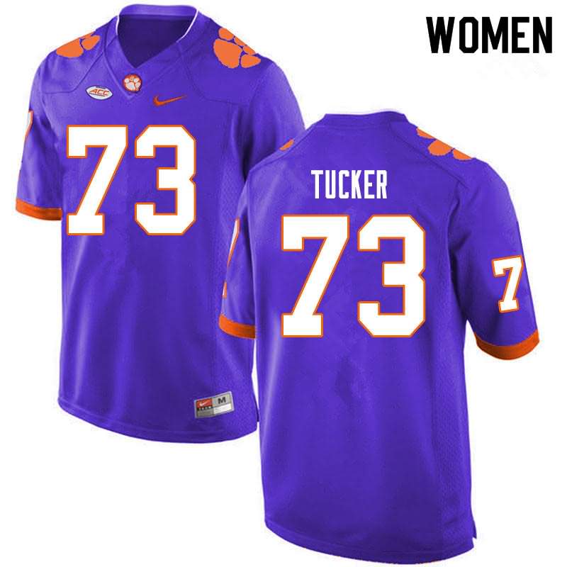 Women's Clemson Tigers Bryn Tucker #73 Colloge Purple NCAA Game Football Jersey Lightweight BRG53N6M