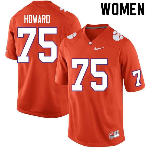 Women's Clemson Tigers Trent Howard #75 Colloge Orange NCAA Game Football Jersey Increasing SDI20N1G