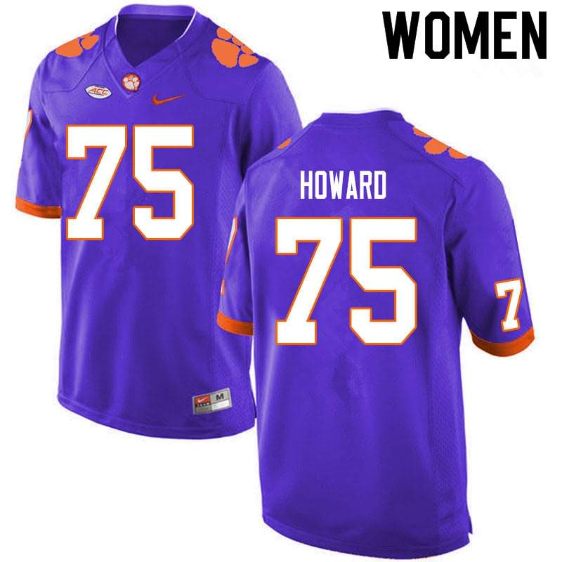 Women's Clemson Tigers Trent Howard #75 Colloge Purple NCAA Game Football Jersey Colors NJL30N7O