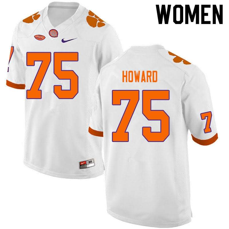 Women's Clemson Tigers Trent Howard #75 Colloge White NCAA Game Football Jersey For Sale HBX01N6O