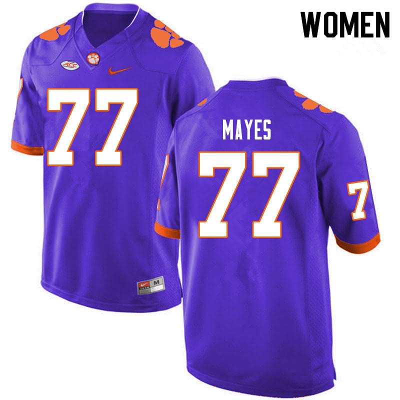 Women's Clemson Tigers Mitchell Mayes #77 Colloge Purple NCAA Game Football Jersey Holiday ZFM08N4M