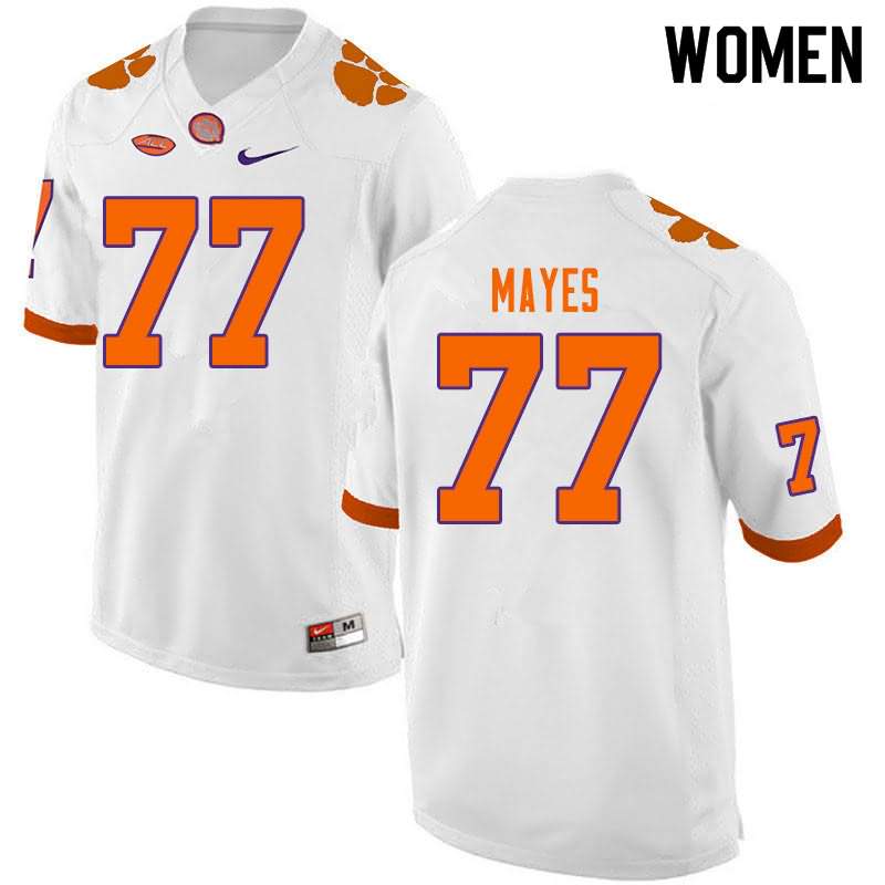 Women's Clemson Tigers Mitchell Mayes #77 Colloge White NCAA Game Football Jersey New Style ZLP75N7A