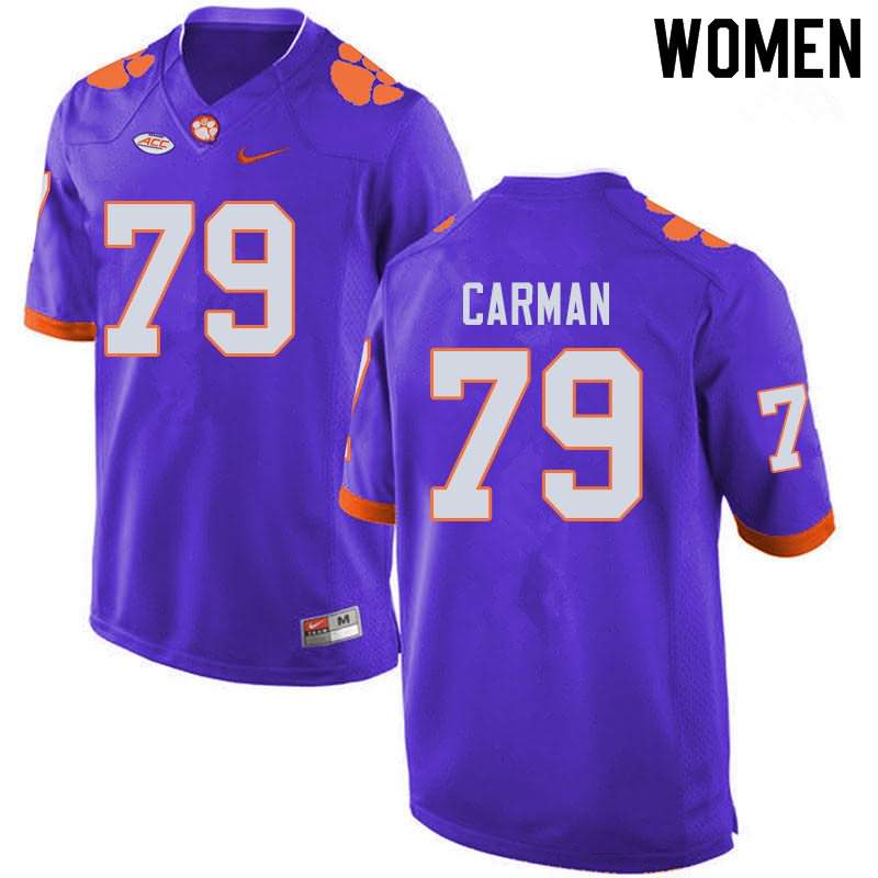 Women's Clemson Tigers Jackson Carman #79 Colloge Purple NCAA Game Football Jersey Spring TYA51N6O