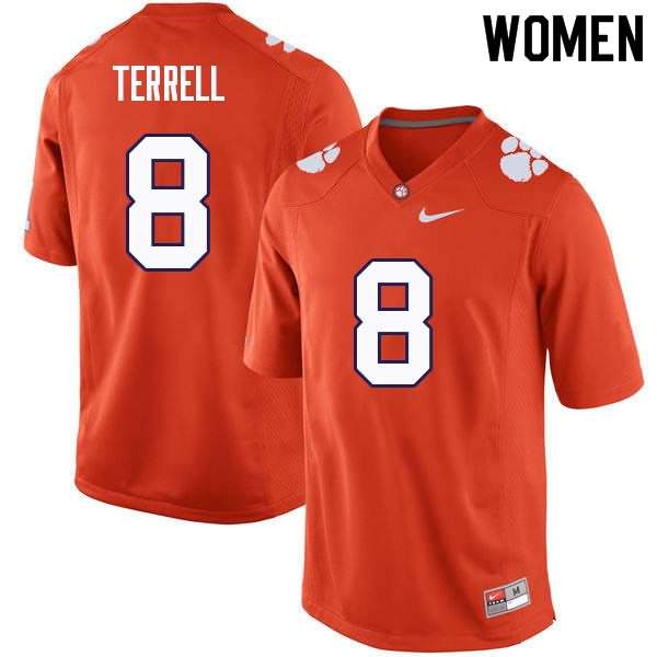 Women's Clemson Tigers A.J. Terrell #8 Colloge Orange NCAA Game Football Jersey For Fans JYC25N6F