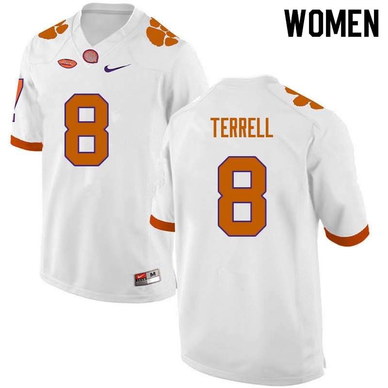 Women's Clemson Tigers A.J. Terrell #8 Colloge White NCAA Game Football Jersey OG WED35N1L