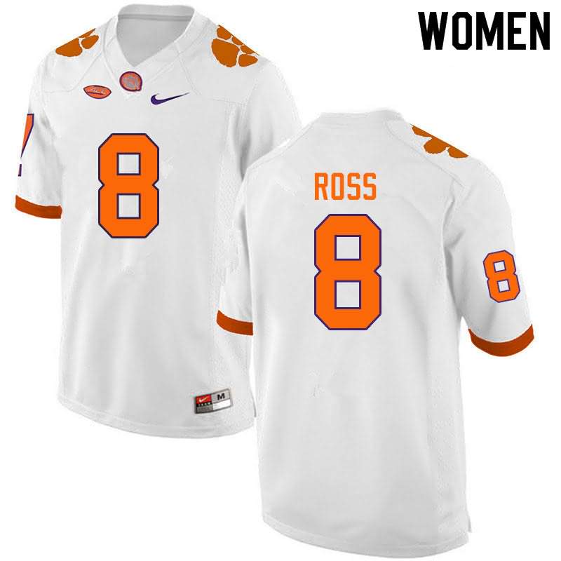 Women's Clemson Tigers Justyn Ross #8 Colloge White NCAA Game Football Jersey Pure YOC03N2Y