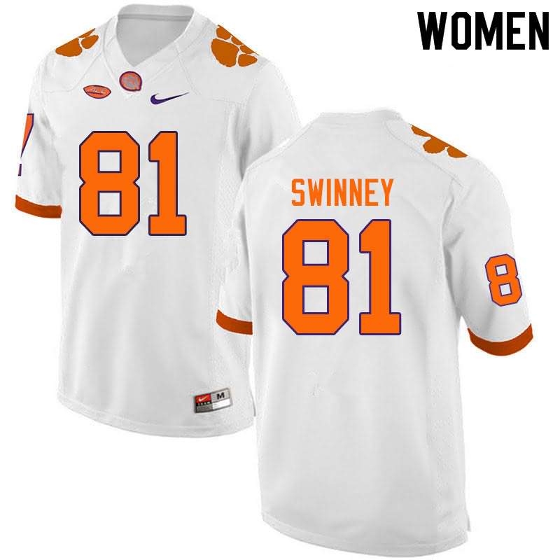 Women's Clemson Tigers Drew Swinney #81 Colloge White NCAA Elite Football Jersey Anti-slip UAT72N5V