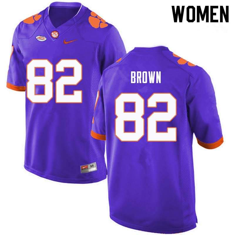 Women's Clemson Tigers Will Brown #82 Colloge Purple NCAA Game Football Jersey Best NWV10N7Z
