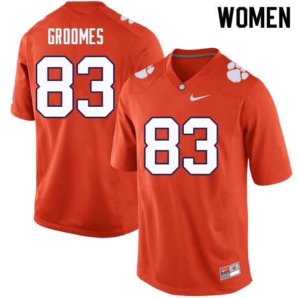 Women's Clemson Tigers Carter Groomes #83 Colloge Orange NCAA Game Football Jersey Top Deals YQS51N6E