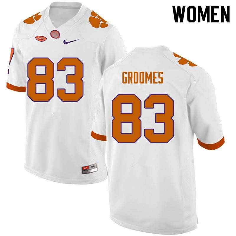 Women's Clemson Tigers Carter Groomes #83 Colloge White NCAA Game Football Jersey Season AZQ86N4U