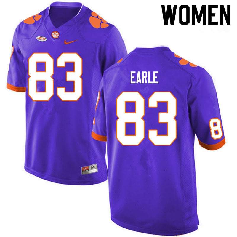 Women's Clemson Tigers Hampton Earle #83 Colloge Purple NCAA Elite Football Jersey September HLR23N3C