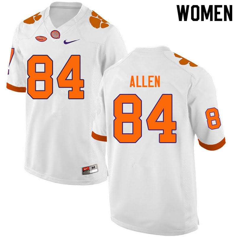 Women's Clemson Tigers Davis Allen #84 Colloge White NCAA Game Football Jersey Super Deals MBO41N4C