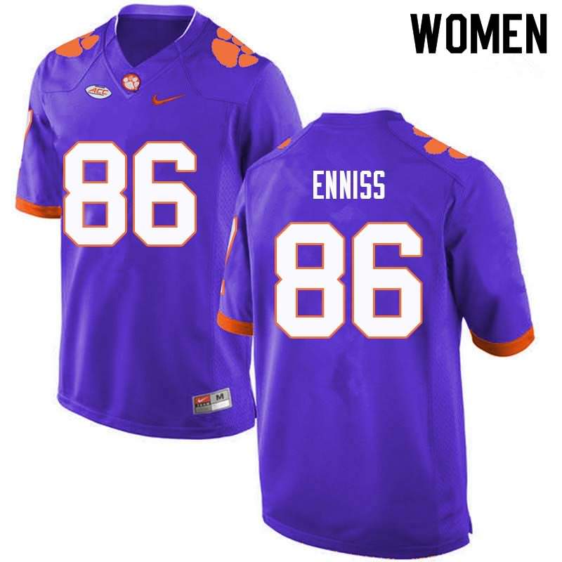 Women's Clemson Tigers Ryan Enniss #86 Colloge Purple NCAA Game Football Jersey Lifestyle OCH52N0V