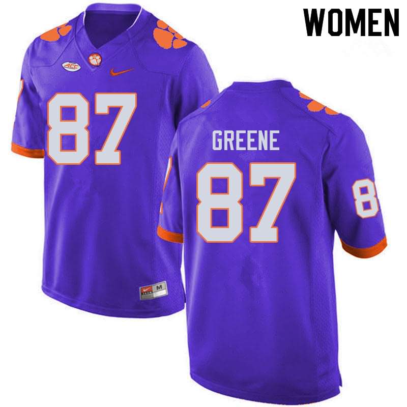 Women's Clemson Tigers Hamp Greene #87 Colloge Purple NCAA Game Football Jersey Best NJM22N8X