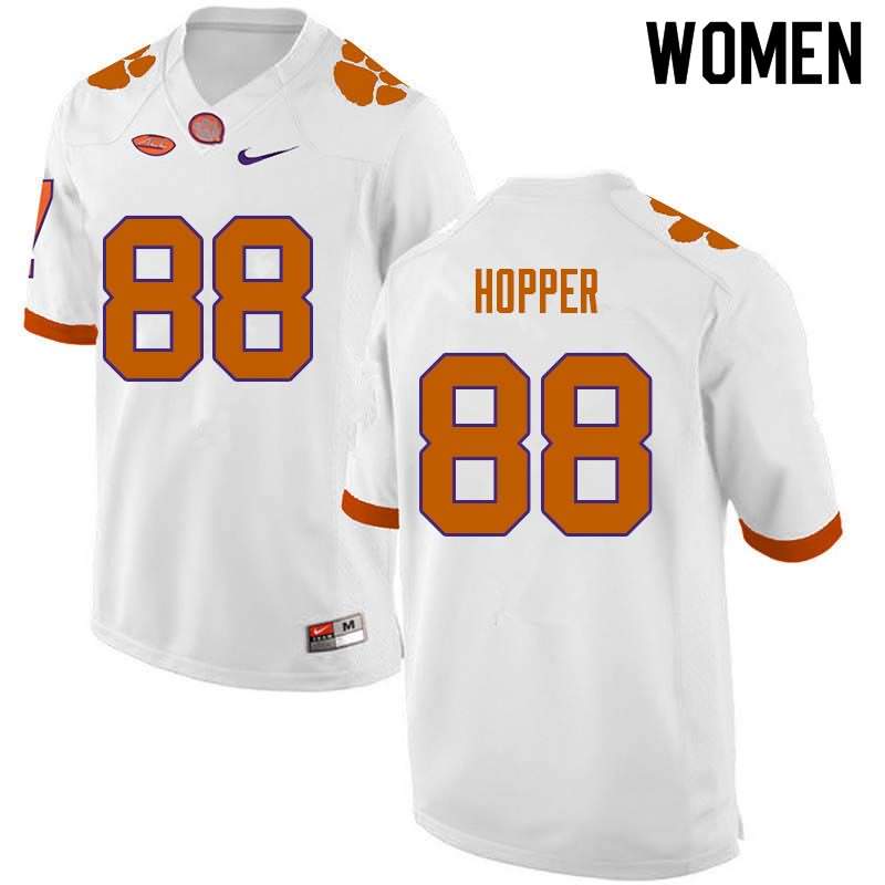 Women's Clemson Tigers Jayson Hopper #88 Colloge White NCAA Game Football Jersey ventilation QFZ81N3Q