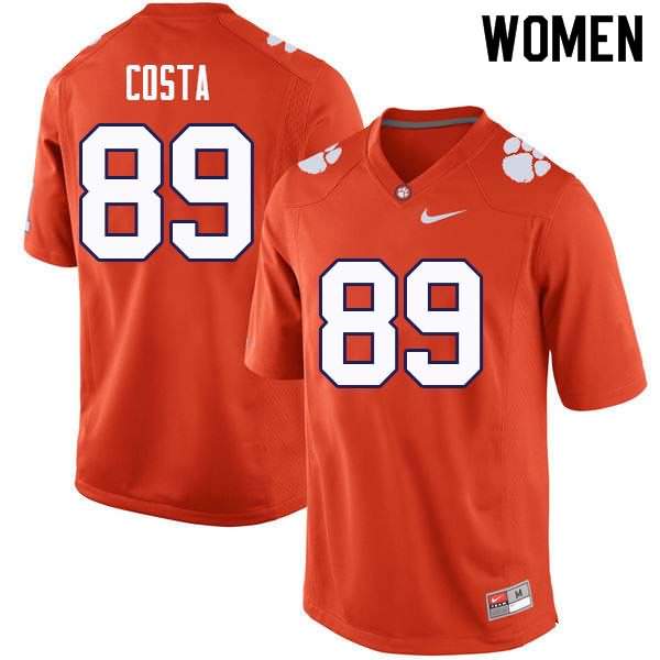 Women's Clemson Tigers Drew Costa #89 Colloge Orange NCAA Game Football Jersey Trade HCK08N0W