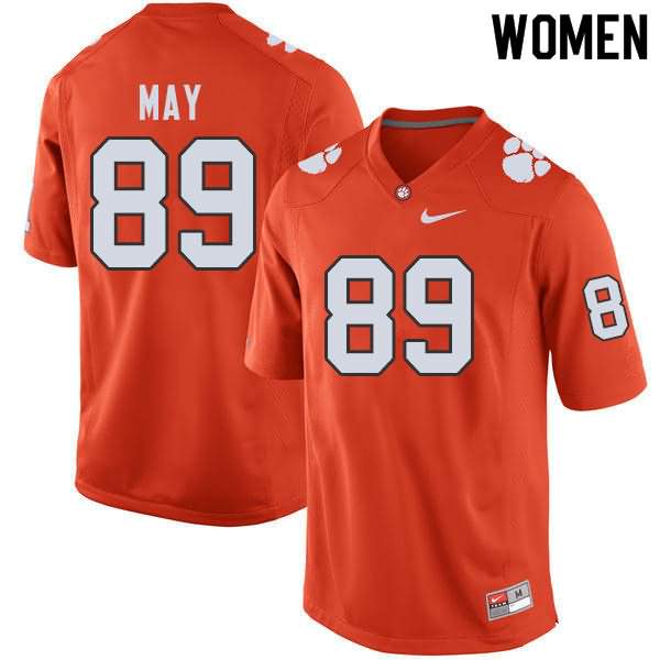 Women's Clemson Tigers Max May #89 Colloge Orange NCAA Game Football Jersey New Release WHE53N4H