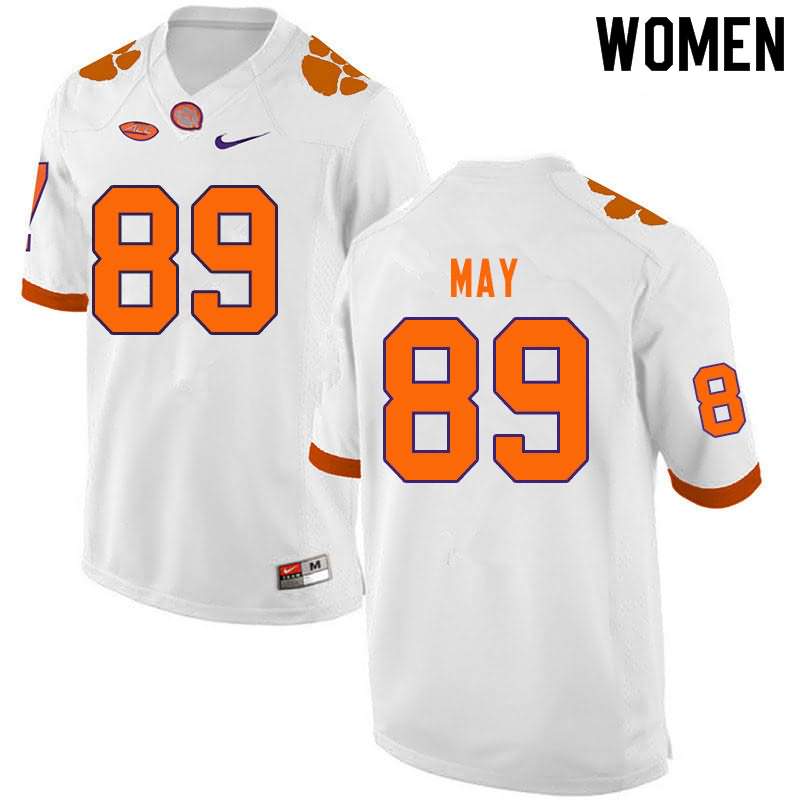 Women's Clemson Tigers Max May #89 Colloge White NCAA Game Football Jersey Winter PMG23N1C