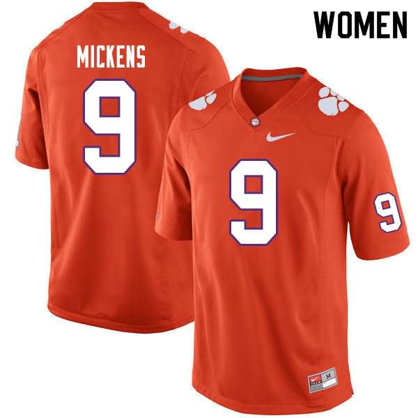 Women's Clemson Tigers R.J. Mickens #9 Colloge Orange NCAA Elite Football Jersey Top Quality HIO05N5Y