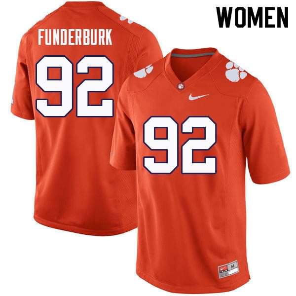 Women's Clemson Tigers Daniel Funderburk #92 Colloge Orange NCAA Elite Football Jersey Top Quality AYT08N6X
