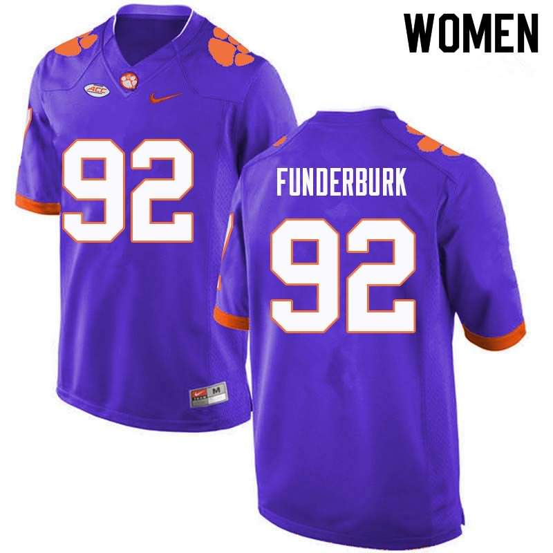 Women's Clemson Tigers Daniel Funderburk #92 Colloge Purple NCAA Elite Football Jersey New QHC63N5B