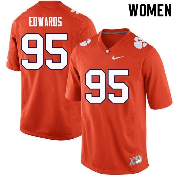 Women's Clemson Tigers James Edwards #95 Colloge Orange NCAA Elite Football Jersey Sport TFL84N3B