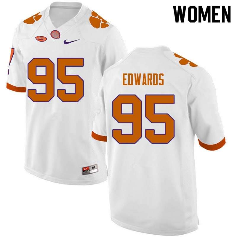 Women's Clemson Tigers James Edwards #95 Colloge White NCAA Game Football Jersey Season JJU67N2I