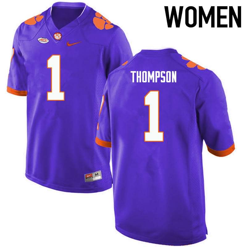 Women's Clemson Tigers Trevion Thompson #1 Colloge Purple NCAA Game Football Jersey December VHP56N2K