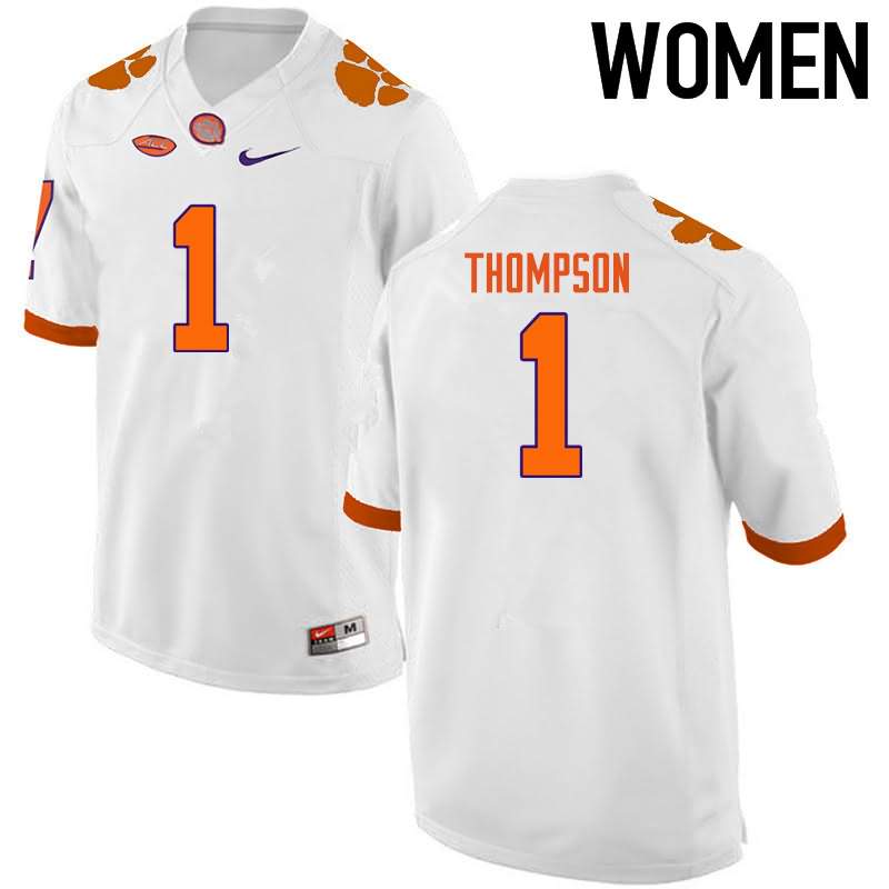 Women's Clemson Tigers Trevion Thompson #1 Colloge White NCAA Elite Football Jersey Copuon IWZ20N3F