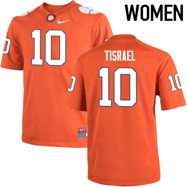 Women's Clemson Tigers Tucker Israel #10 Colloge Orange NCAA Game Football Jersey Summer NUF52N0I