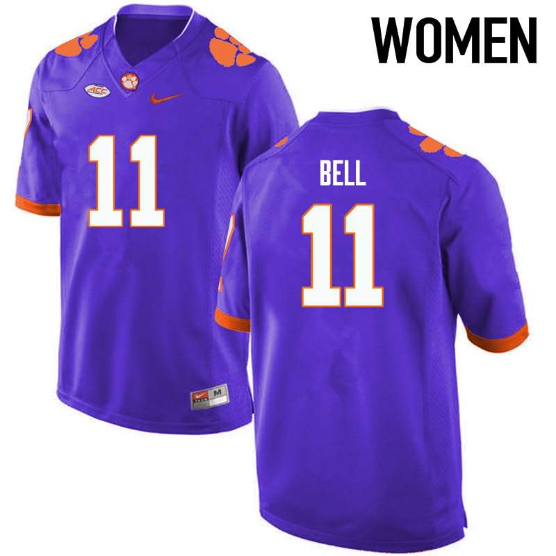 Women's Clemson Tigers Shadell Bell #11 Colloge Purple NCAA Game Football Jersey Comfortable IJU28N2N