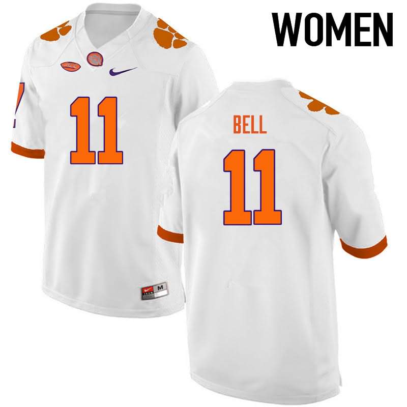 Women's Clemson Tigers Shadell Bell #11 Colloge White NCAA Game Football Jersey High Quality MZR26N4R