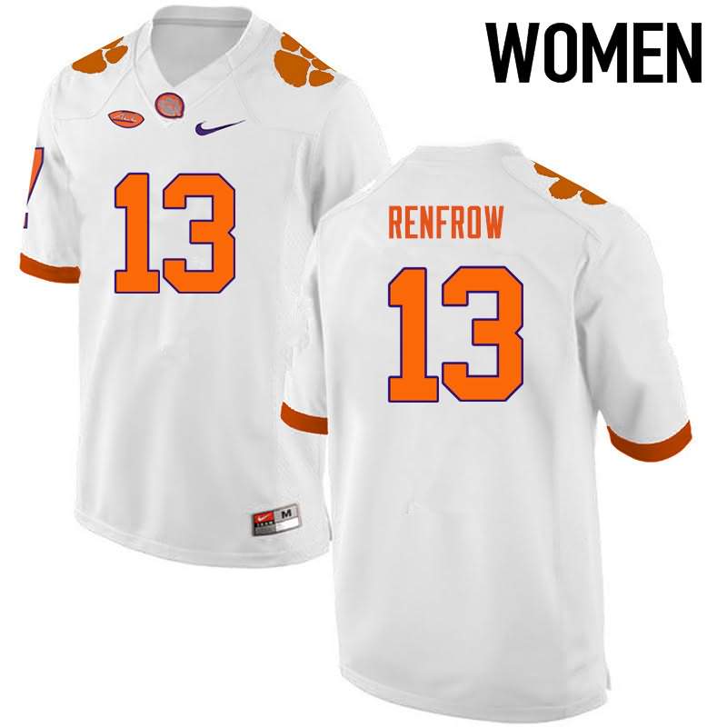 Women's Clemson Tigers Hunter Renfrow #13 Colloge White NCAA Game Football Jersey Real YPM34N1P