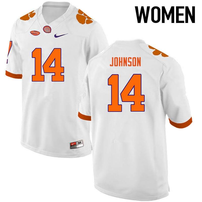 Women's Clemson Tigers Denzel Johnson #14 Colloge White NCAA Game Football Jersey Online HSO85N5K