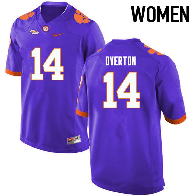 Women's Clemson Tigers Diondre Overton #14 Colloge Purple NCAA Elite Football Jersey OG JRB40N0N
