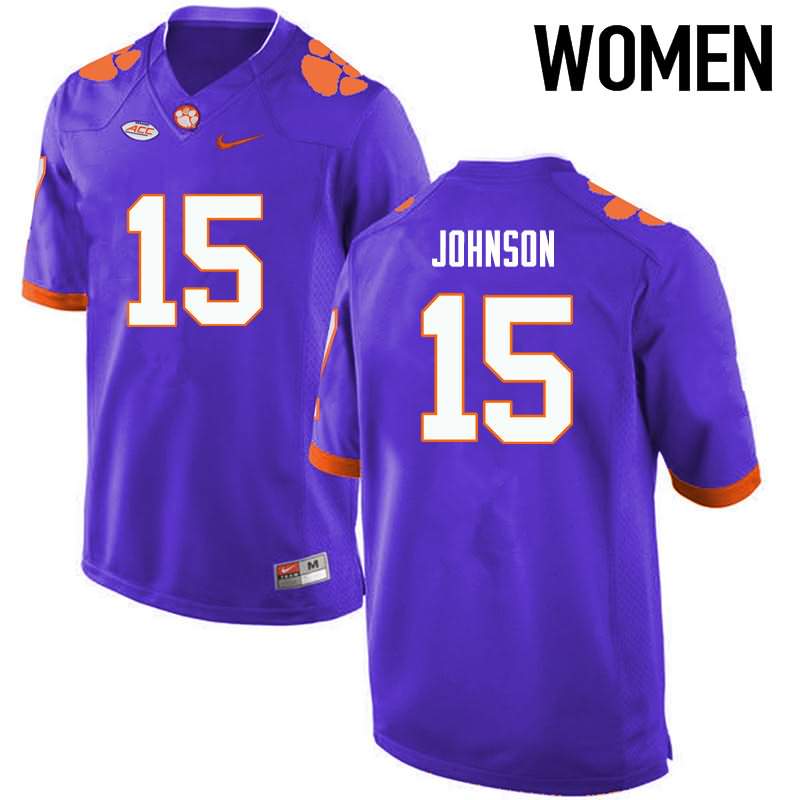 Women's Clemson Tigers Hunter Johnson #15 Colloge Purple NCAA Game Football Jersey Classic EEP13N7Z