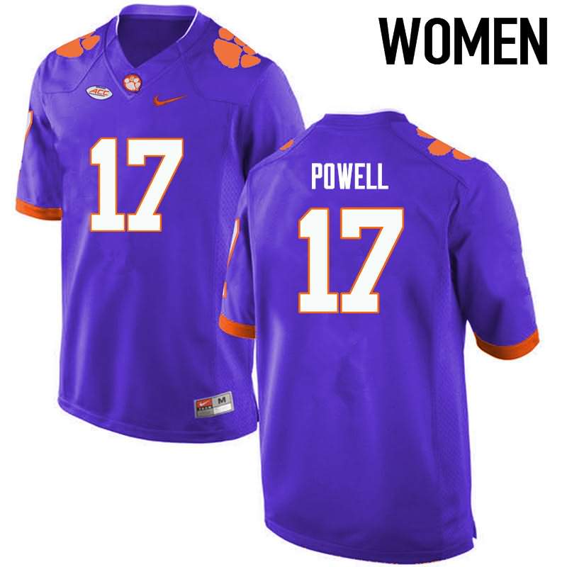 Women's Clemson Tigers Cornell Powell #17 Colloge Purple NCAA Game Football Jersey OG RRZ52N2F