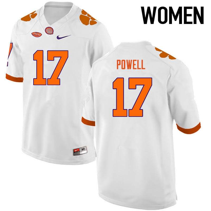Women's Clemson Tigers Cornell Powell #17 Colloge White NCAA Game Football Jersey Summer YAR23N7X