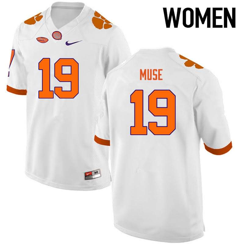 Women's Clemson Tigers Tanner Muse #19 Colloge White NCAA Game Football Jersey Style YZG08N1B