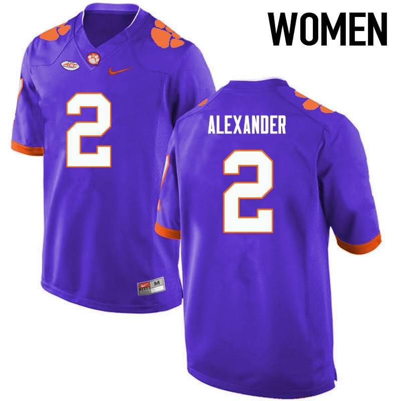 Women's Clemson Tigers Mackensie Alexander #2 Colloge Purple NCAA Game Football Jersey Freeshipping EKJ33N3M