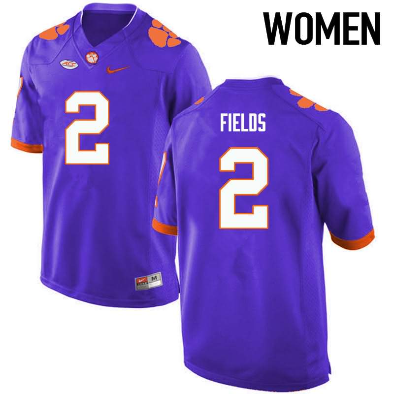 Women's Clemson Tigers Mark Fields #2 Colloge Purple NCAA Game Football Jersey High Quality FXN12N0F