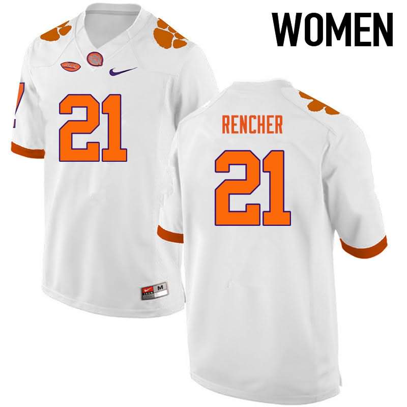 Women's Clemson Tigers Darlen Rencher #21 Colloge White NCAA Game Football Jersey Sport AJG52N6N