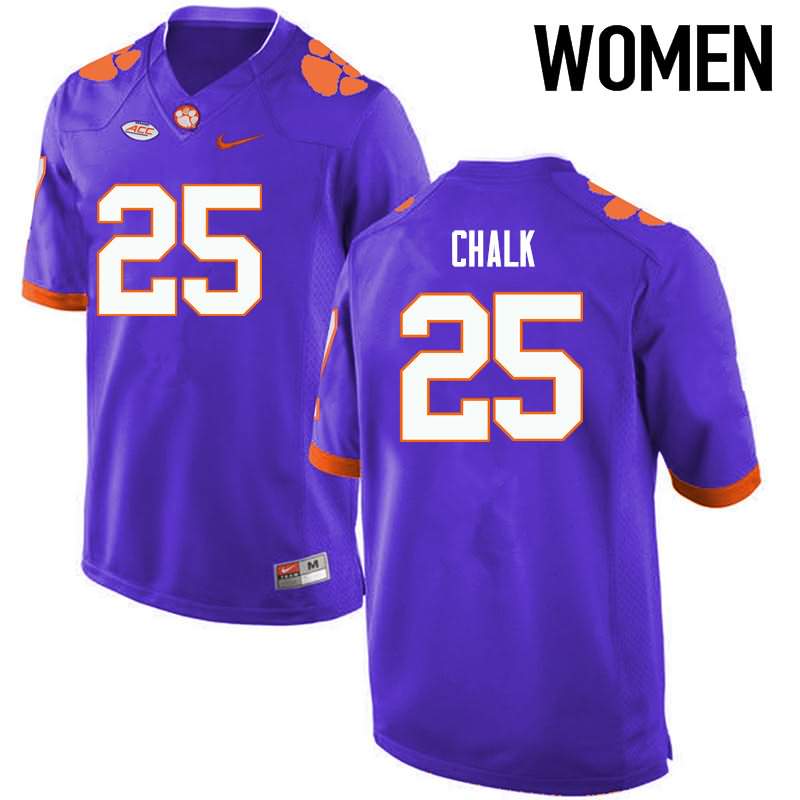 Women's Clemson Tigers J.C. Chalk #25 Colloge Purple NCAA Elite Football Jersey On Sale JLE63N6A