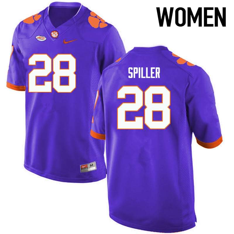 Women's Clemson Tigers CJ Spiller #28 Colloge Purple NCAA Game Football Jersey Anti-slip PMJ20N3N