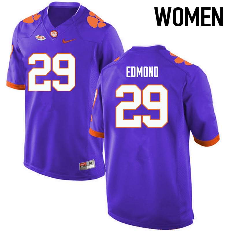 Women's Clemson Tigers Marcus Edmond #29 Colloge Purple NCAA Game Football Jersey OG IJD27N2R