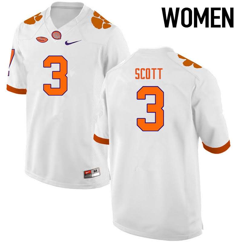 Women's Clemson Tigers Artavis Scott #3 Colloge White NCAA Game Football Jersey Restock YXX13N7H
