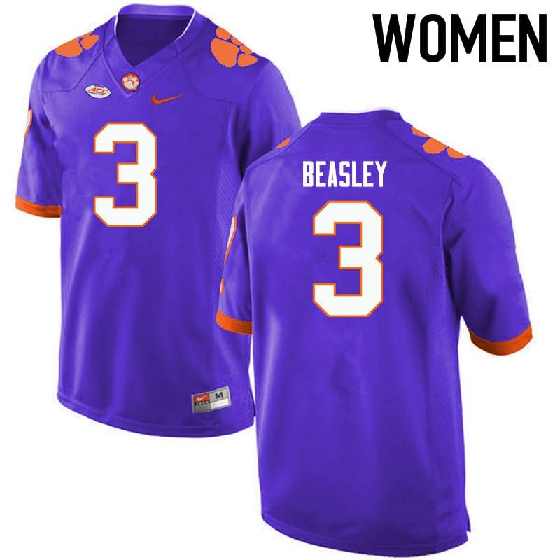 Women's Clemson Tigers Vic Beasley #3 Colloge Purple NCAA Game Football Jersey OG FWT88N8D
