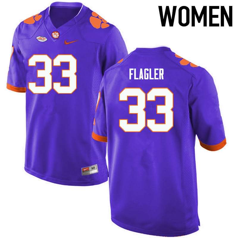 Women's Clemson Tigers Terrence Flagler #33 Colloge Purple NCAA Game Football Jersey In Stock RWK74N1U