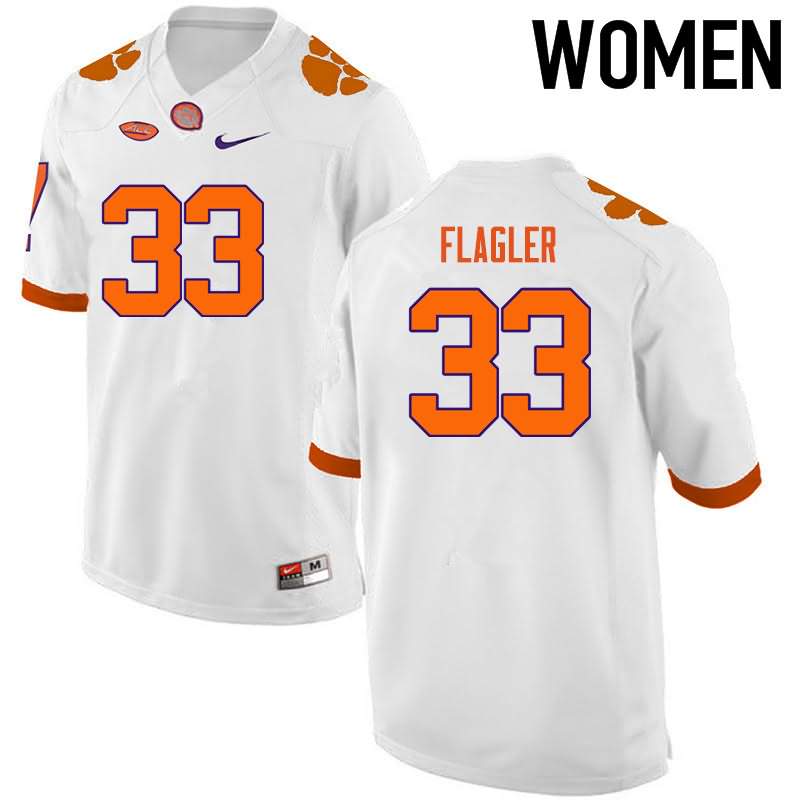 Women's Clemson Tigers Terrence Flagler #33 Colloge White NCAA Game Football Jersey Jogging COF42N7O
