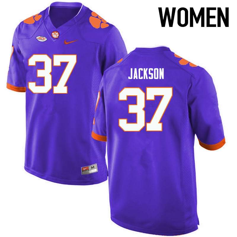 Women's Clemson Tigers Austin Jackson #37 Colloge Purple NCAA Game Football Jersey February SRF26N6K